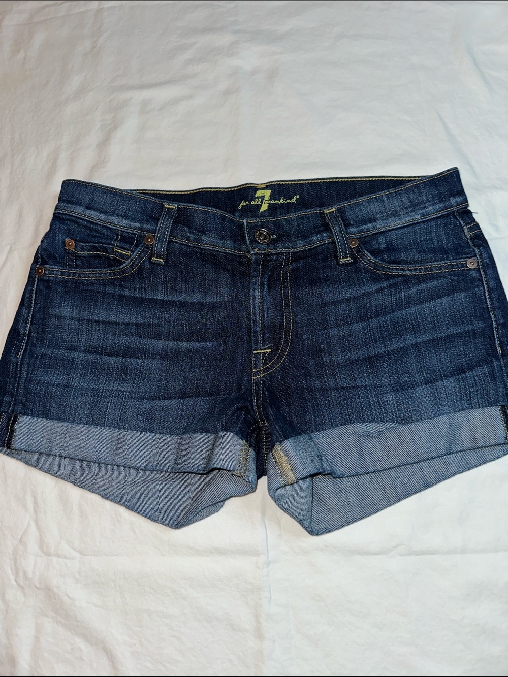 7 For All Mankind Denim Cuffed Women's Shorts - Dark Blue Size 27